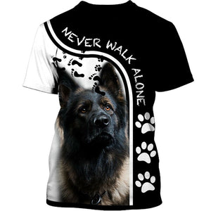Love German Shepherd – never walk alone Men and Women 3D Shirt In Black/White