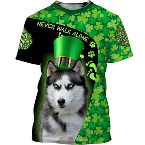 Love Husky Lucky Grass 3D shirt for Husky lovers