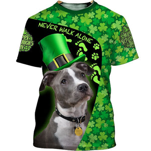 Love Pitbull Lucky Grass 3D shirt for Pitbull lovers