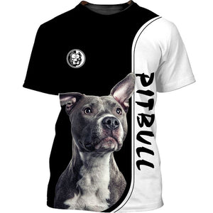 Love Pitbull Men and Women 3D in Black/White Ver.3 T Shirt