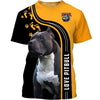 Love Pitbull Men and Women 3D Shirt In Black/Yellow