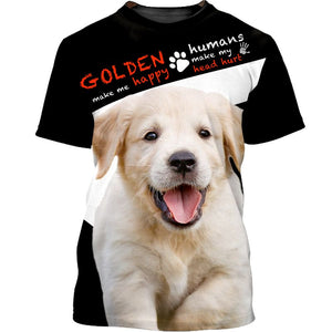 Lovely Golden Retriever – Golden Made Me Happy Men and Women 3D Shirt