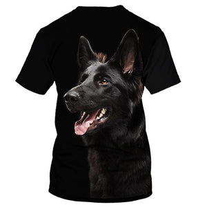 Pastel drawing of a Black German Shepherd Men and Women 3D Shirt