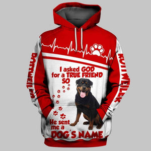 PERSONALIZED NAME Rottweiler Dog Men and Women 3D Full Printing