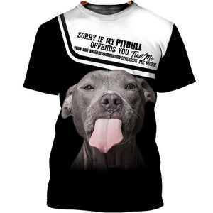 Pitbull Funny Tongue Shirt 3D Full Printing for Dog Mom Dad lovers