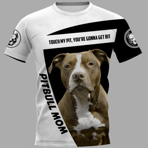 PITBULL TOUCH MY PIT – BACK TO BASIC Shirt 3D Full Printing for Dog Mom Dad lovers