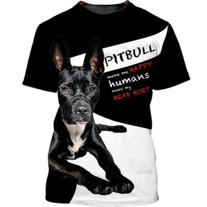 Pitpull Make My Heart Hurt Shirt 3D Full Printing for Dog Mom Dad lovers