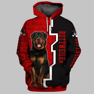 RED ROTTWEILER Dog Men and Women 3D Print Pullover