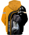 Love Pitbull Men and Women 3D Shirt In Black/Yellow