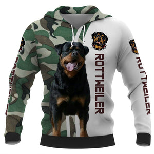 Rottweiler Dog CAMO, EDITION Men and Women 3D Print Pullover