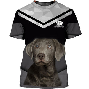 Silver Labrador In Black Men and Women 3D Shirt